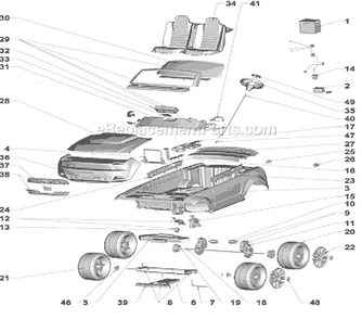 Page A Diagram and Parts List for P8812  Power Wheels Ride-On Cars